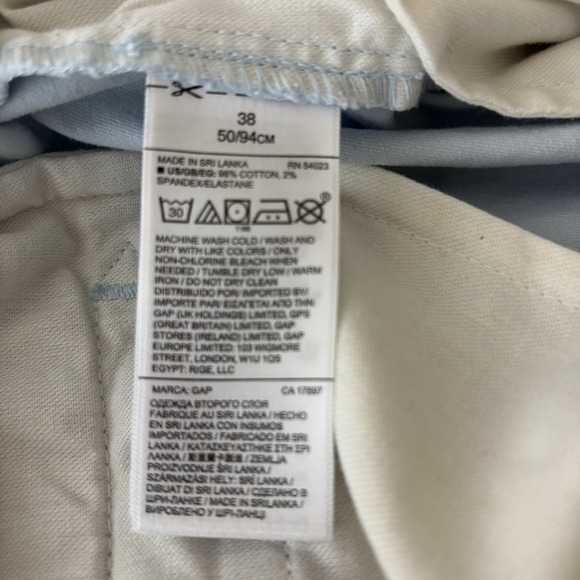 GAP Light Blue Clean Cut Flat Front 100% Cotton Shorts Men 38 Khaki Chino 7" - Picture 5 of 8